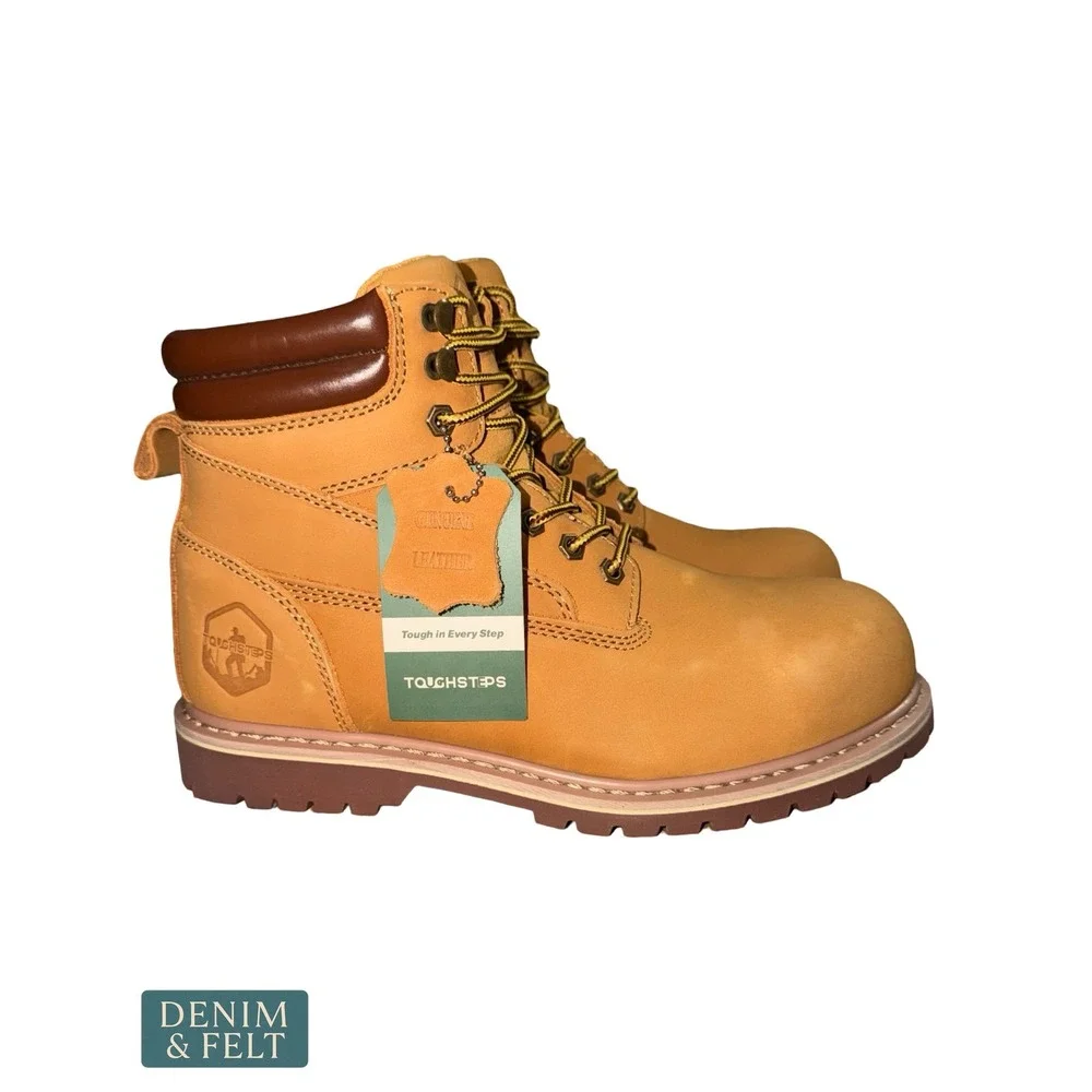 NEW Toughsteps Mens Steel Toe Work Boots 6 Inch Waterproof Leather Safety Shoes